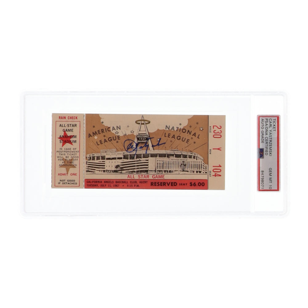 Carl Yastrzemski Signed 1967 All-Star Game Ticket Stub - Autograph graded (PSA)10