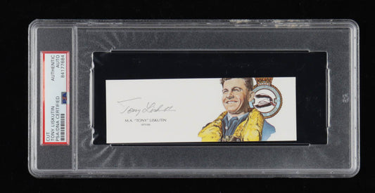 M.A. "Tony" Liskutin Signed 2x5 Cut (PSA) - WWII RAF Pilot - Spitfire