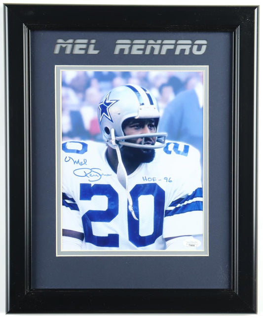 Mel Renfro Signed Cowboys Custom Framed Photo Inscribed "HOF 96" (JSA)