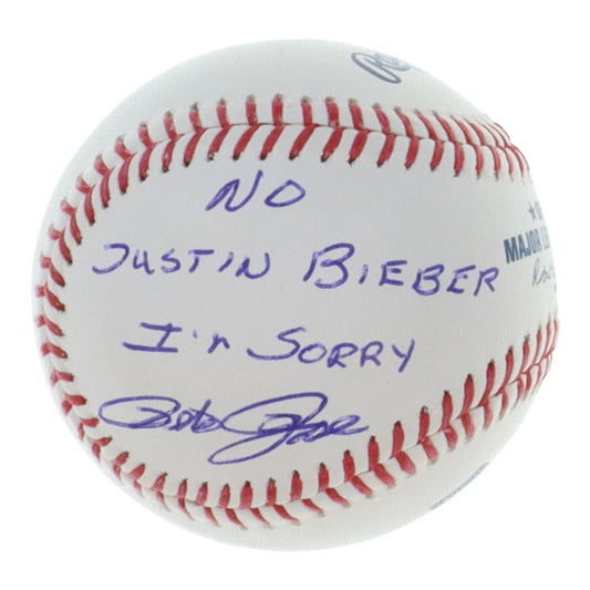 Pete Rose Signed (JSA) OML Baseball Inscribed "No Justin Bieber I'm Sorry"