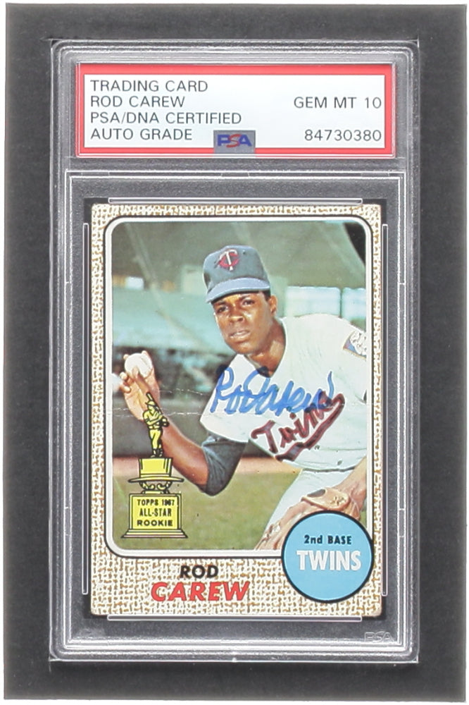 Rod Carew Signed 1968 Topps #80 - Autograph Graded (PSA) 10