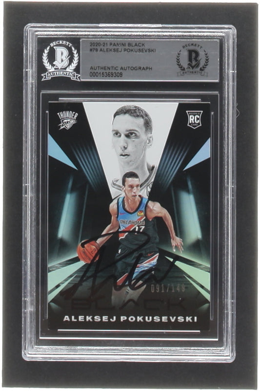 Aleksej Pokusevski Signed 2020-21 Panini Black #79 RC #091/149 (BGS) - Rookie Card