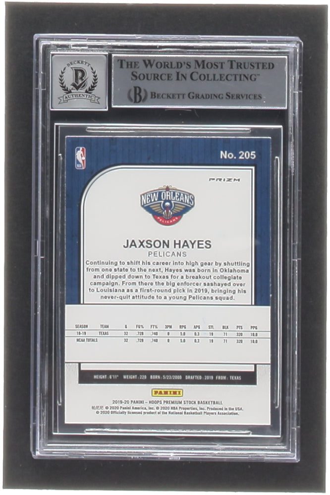 Jaxson Hayes Signed 2019-20 Hoops Premium Stock Prizms Silver #205 RC - Autograph Graded BGS 10 - Rookie Card