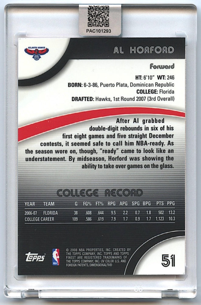 Al Horford Signed 2007-08 Finest #51 RC (PA Encapsulated) - Rookie Card