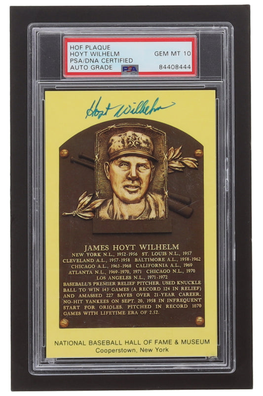 Hoyt Wilhelm Signed Hall of Fame Postcard - Autograph Graded (PSA) 10