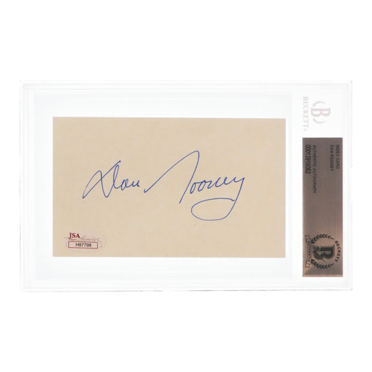 Dan M. Rooney Signed 3x5 Index Card (JSA & BGS)