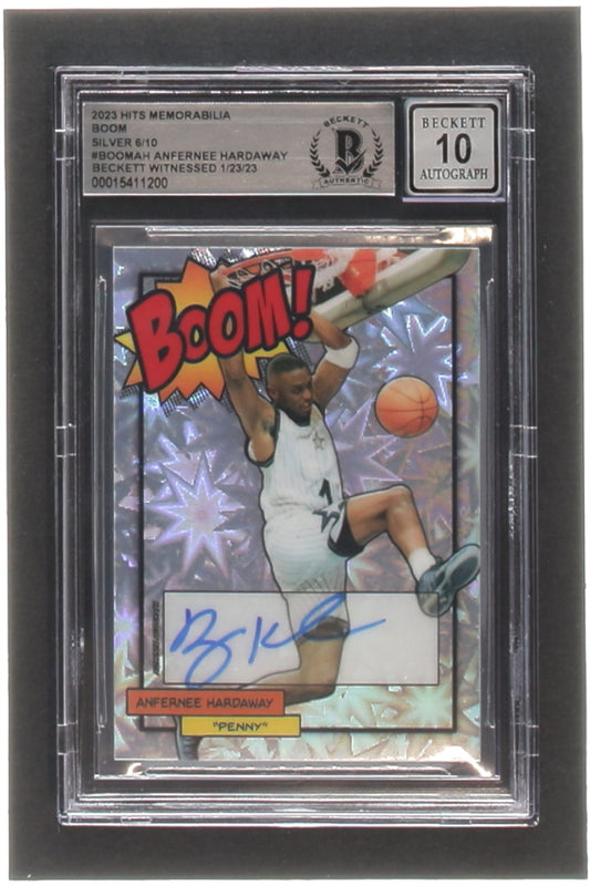 Anfernee Hardaway 2023 Hits Memorabilia Boom Silver Autograph #BOOMAH #6/10 - Autograph Graded Beckett (BGS) 10 - Beckett Witnessed