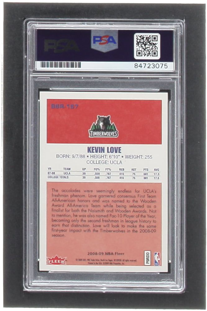 Kevin Love Signed 2008-09 Fleer 1986-87 Rookies #86R167 RC (PSA) - Rookie Card