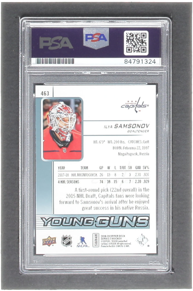 Ilya Samsonov Signed 2018-19 Upper Deck #463 YG RC (PSA) - Young Guns - Rookie Card