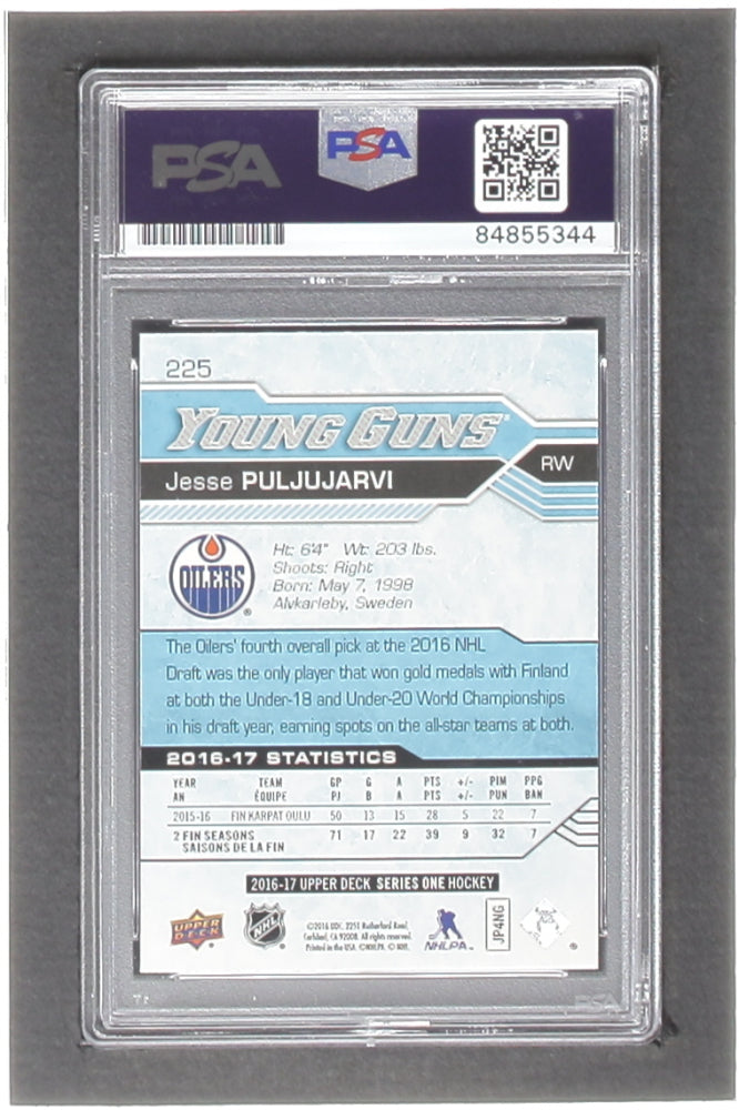 Jesse Puljujarvi Signed 2016-17 Upper Deck #225 YG RC (PSA) - Young Guns - Rookie Card