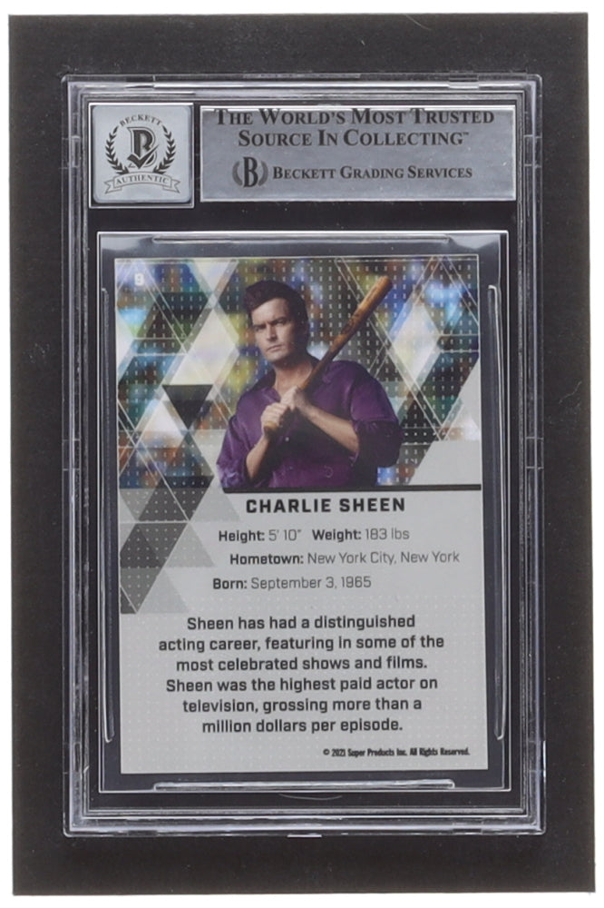 Charlie Sheen Signed 2021 Super Glow Holiday Edition Silver and Gold Glow #9 - Autograph Graded (BGS) 10