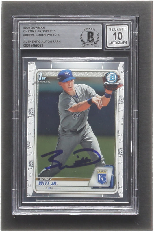 Bobby Witt Jr. Signed 2020 Bowman Chrome Prospects #BP25 RC - Autograph Graded BGS 10 - Rookie Card