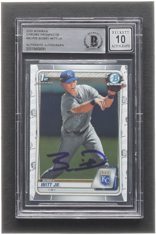 Bobby Witt Jr. Signed 2020 Bowman Prospects #BP25 RC - Auto (BGS) 10 - Rookie Card