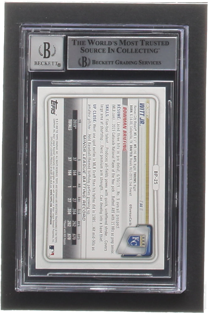 Bobby Witt Jr. Signed 2020 Bowman Prospects #BP25 RC (BGS | Autograph Graded BGS 10) - Rookie Card