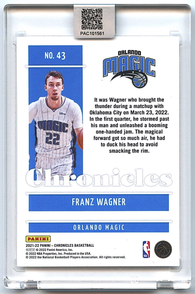 Franz Wagner Signed 2021-22 Panini Chronicles #43 RC (PA Encapsulated) - Rookie Card