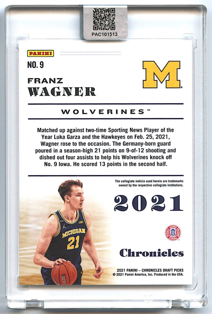 Franz Wagner Signed 2021-22 Panini Chronicles Draft Picks #9 RC (PA Encapsulated) - Rookie Card