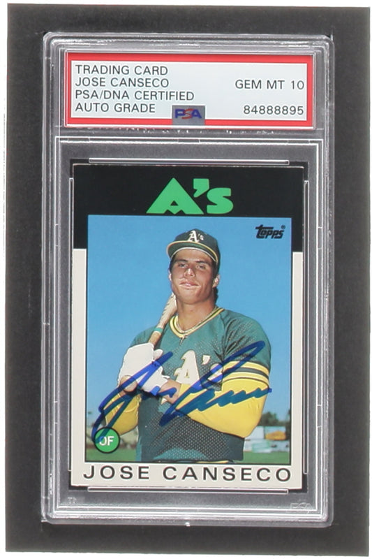 Jose Canseco Signed 1986 Topps Traded #20T XRC - Autograph Graded (PSA) 10 - Rookie Card