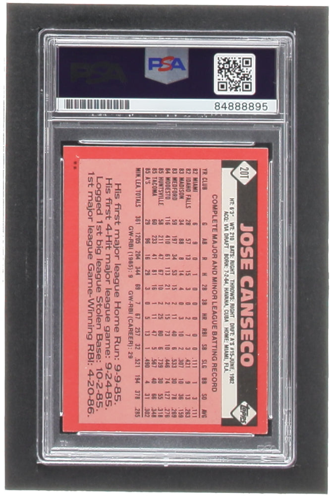 Jose Canseco Signed 1986 Topps Traded #20T XRC - Autograph Graded (PSA) 10 - Rookie Card