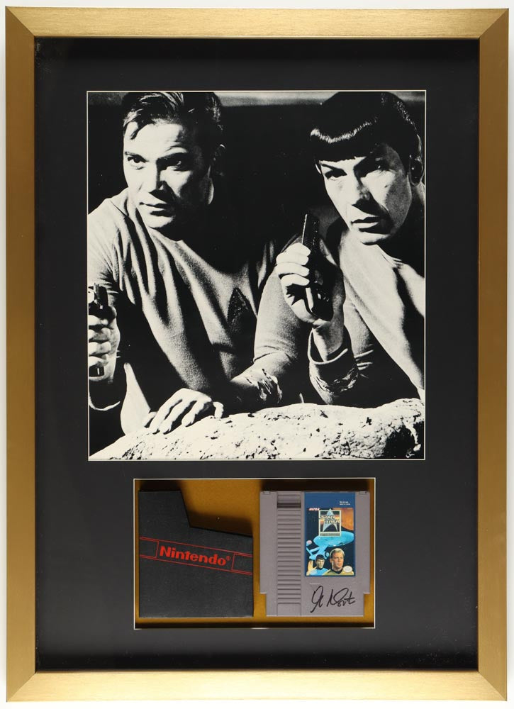 William Shatner Signed (JSA) 1992 "Star Trek: 25th Anniversary" Custom Framed Nintendo Game Cartridge Display with Sleeve - JSA Witnessed