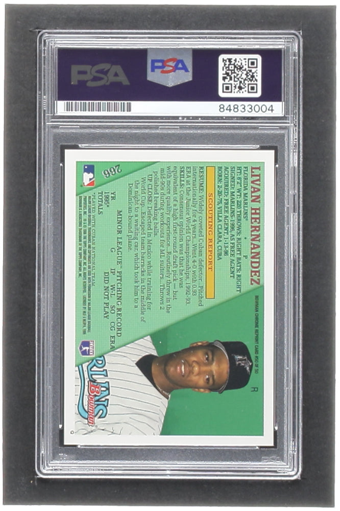 Livan Hernandez Signed 1996 Bowman Foil #266 RC (PSA) Rookie Card