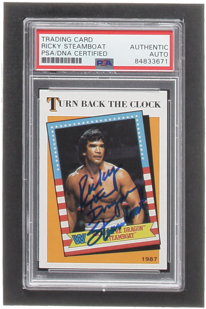 Ricky "The Dragon" Steamboat Signed 2016 Topps Heritage WWE Turn Back the Clock #3 (PSA)