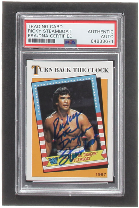 Ricky "The Dragon" Steamboat Signed 2016 Topps Heritage WWE Turn Back the Clock #3 (PSA)
