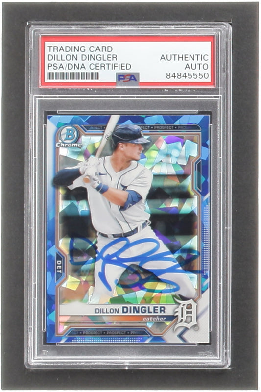 Dillon Dingler Signed 2021 Bowman Chrome Sapphire Prospects #BCP72 RC (PSA) - Rookie Card