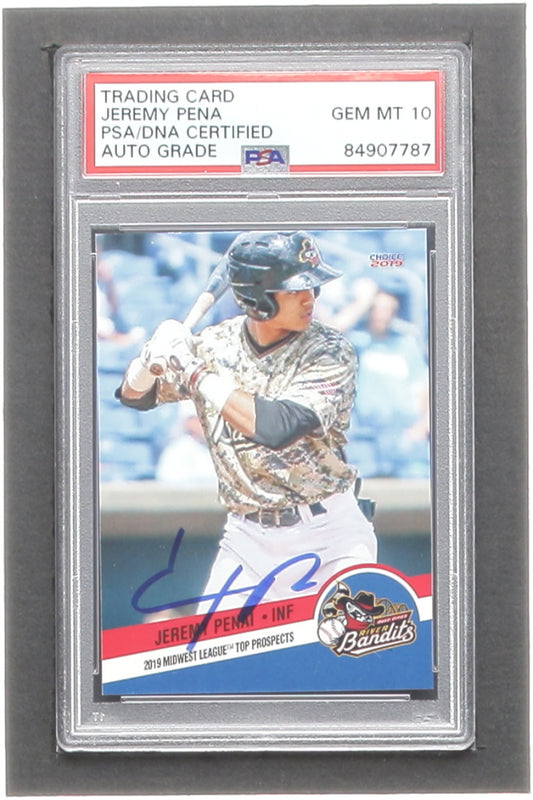 Jeremy Pena Signed 2019 Midwest League Top Prospects Choice #27 RC - Autograph Graded (PSA) 10 - Rookie Card