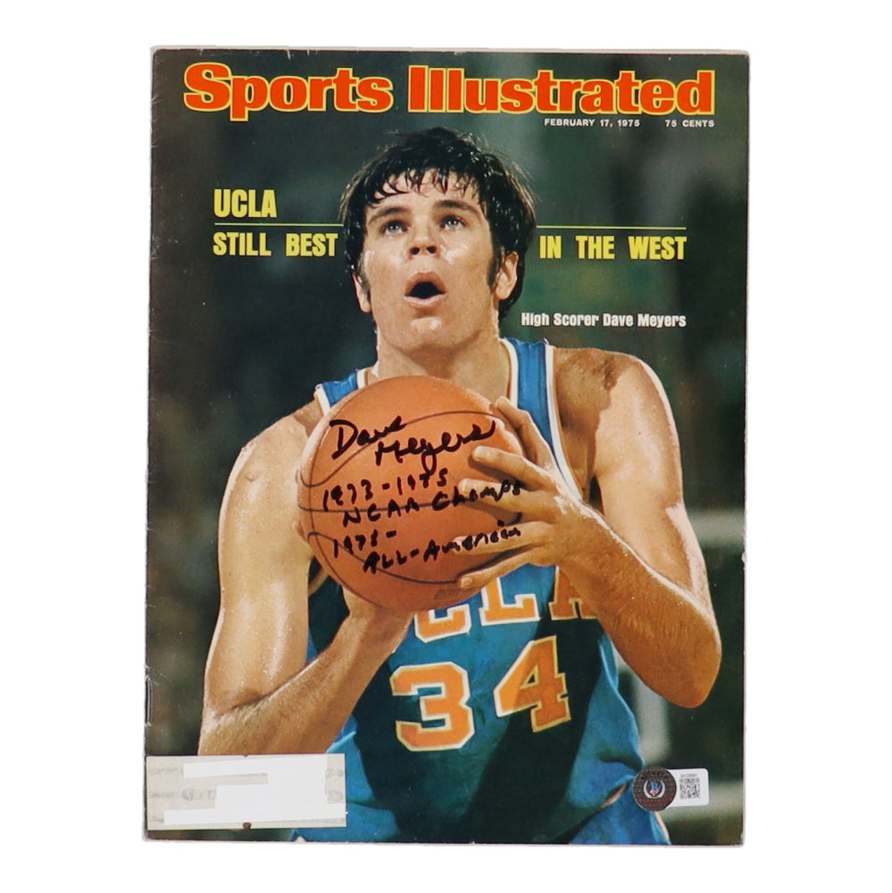 Dave Meyers Signed (Beckett) UCLA Bruins 1975 Sports Illustrated Magazine Inscribed "1973-1975 NCAA Champs" & "1978 - All-American"