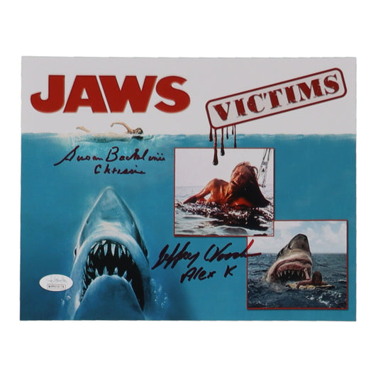 Susan Backlinie & Jeffrey Voorhees Signed (JSA) "Jaws" 8x10 Photo Inscribed "Chrissie" & "Alex K" - JSA Witnessed