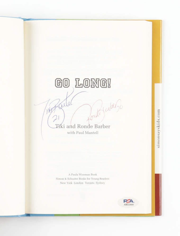 Tiki Barber & Ronde Barber Signed (PSA) "Go Long!" Hardcover Book