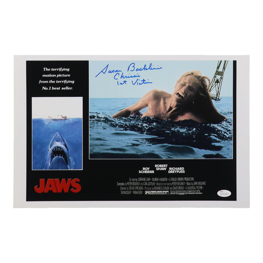 Susan Backlinie Signed (JSA) "Jaws" 11x17 Photo Inscribed "1st Victim" & "Chrissie" - JSA Witnessed