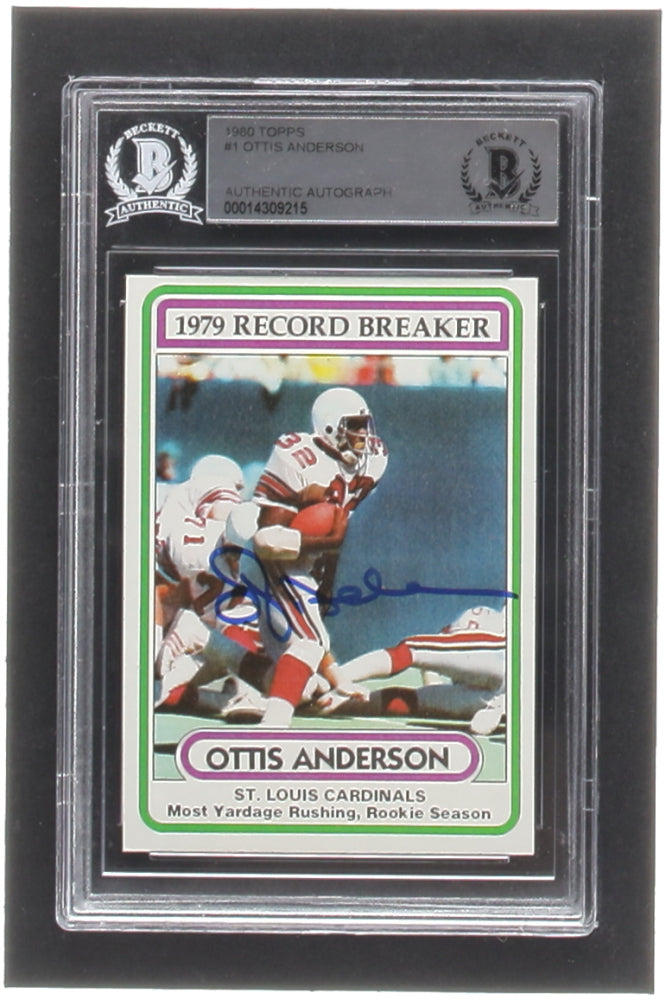 Ottis Anderson Signed 1980 Topps #1 RB / Most Yardage Rushing (BGS) - Rookie Card