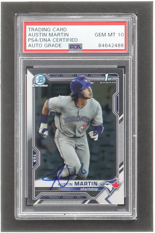 Austin Martin Signed 2021 Bowman Chrome Prospects #BCP87 RC (PSA) - Rookie Card | Autograph Graded (PSA) 10