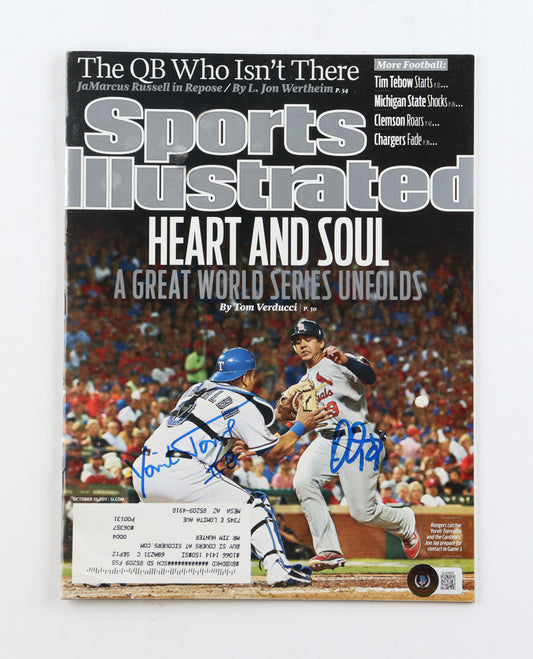 Yorvit Torrealba & Jon Jay Signed (Beckett) 2011 Sports Illustrated Magazine - Beckett Witnessed