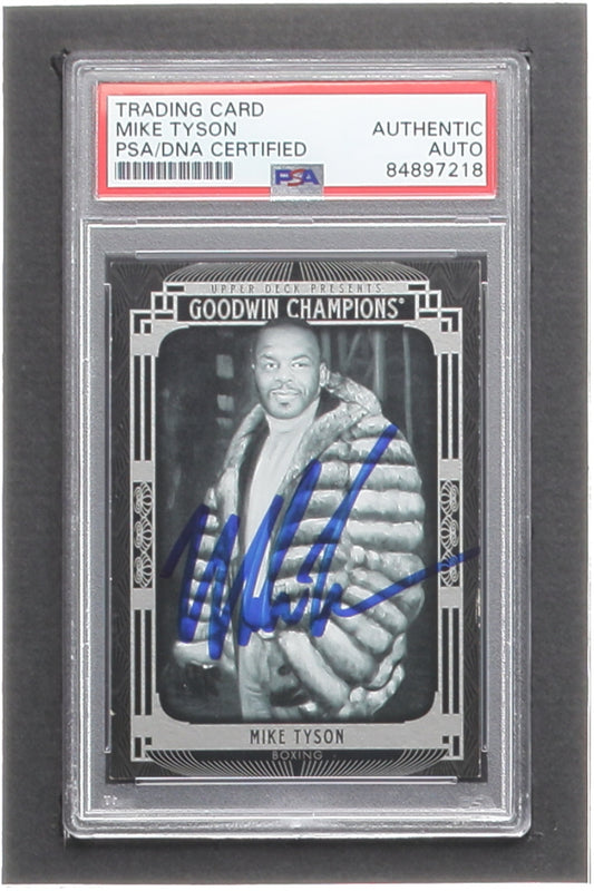 Mike Tyson Signed 2015 Upper Deck Goodwin Champions #123 (PSA)