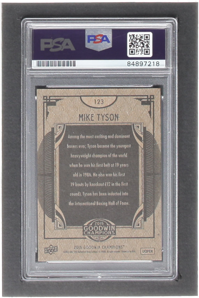 Mike Tyson Signed 2015 Upper Deck Goodwin Champions #123 (PSA)