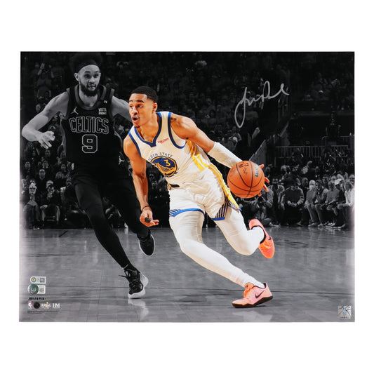 Jordan Poole Signed Warriors 16x20 Photo (Poole & Beckett) Beckett Witnessed