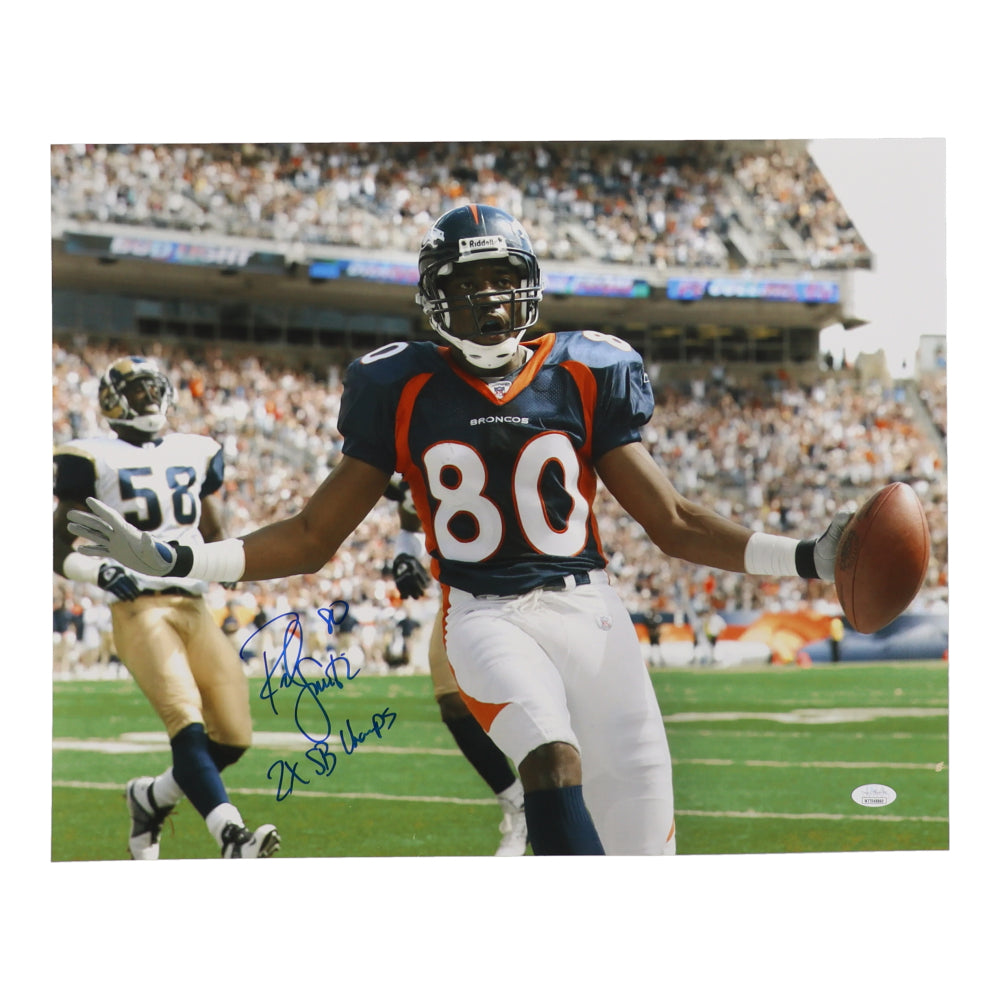 Rod Smith Signed (JSA) Broncos 16x20 Photo Inscribed "2x SB Champs" - JSA Witnessed