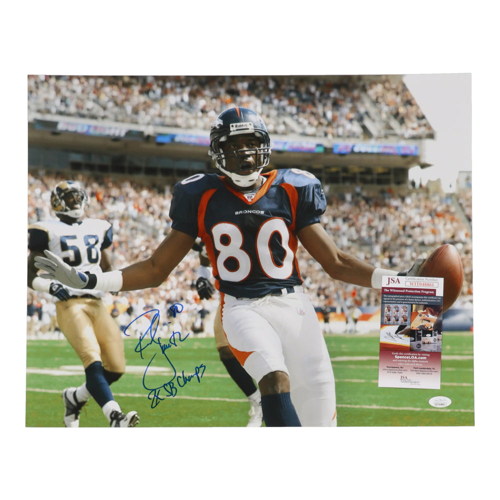 Rod Smith Signed (JSA) Broncos 16x20 Photo Inscribed "2x SB Champs" - JSA Witnessed