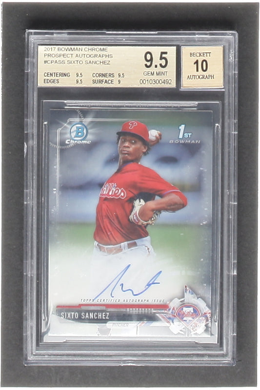 Sixto Sanchez 2017 Bowman Chrome Prospect Autographs #CPASS RC - BGS 9.5 | Autograph Graded 10 - Rookie Card