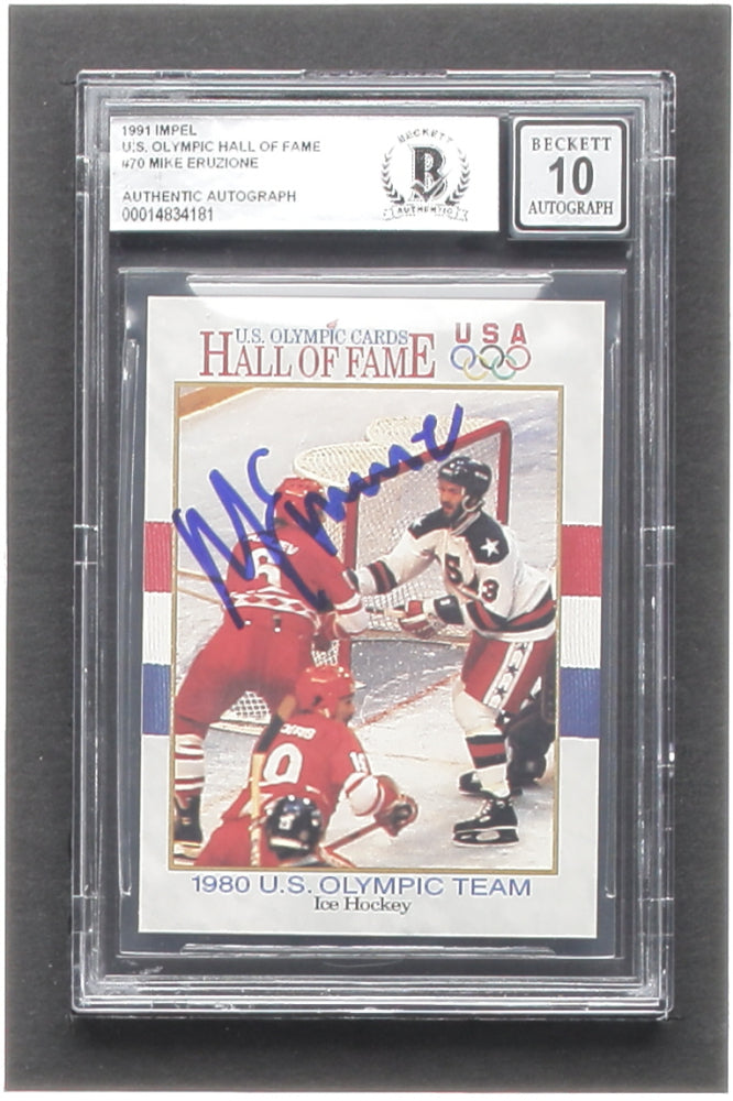 Mike Eruzione Signed 1991 Impel Olympic Hall of Fame #70 - Auto Grade BGS 10