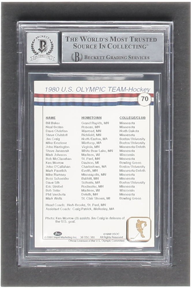 Mike Eruzione Signed 1991 Impel Olympic Hall of Fame #70 - Auto Grade BGS 10