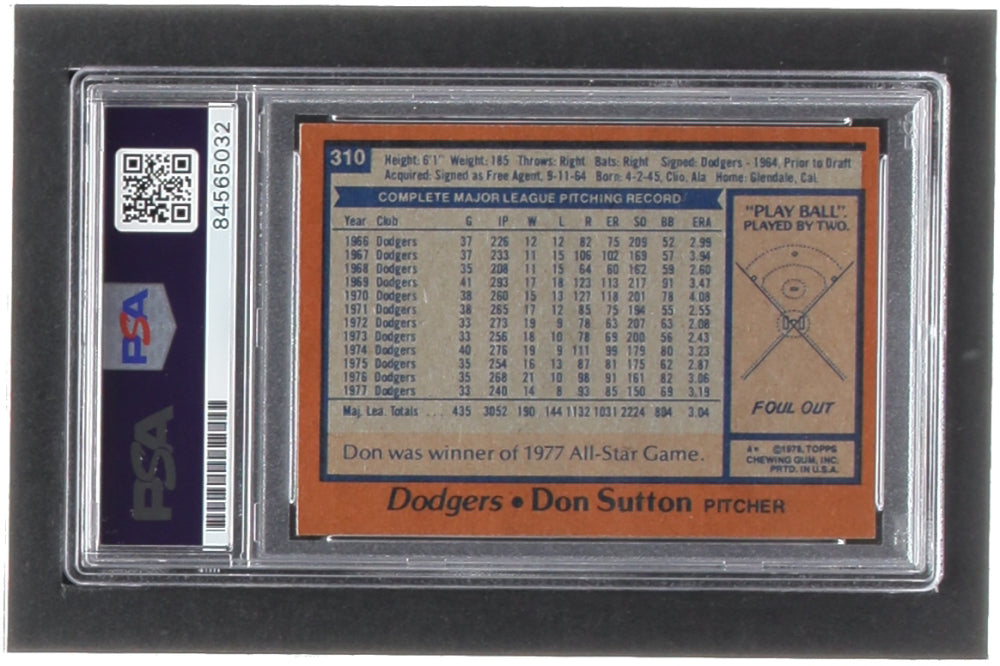 Don Sutton Signed 1978 Topps #310 (PSA)