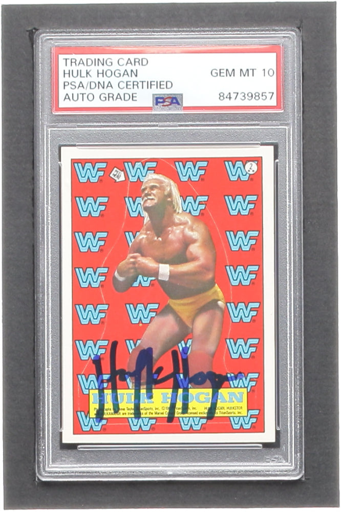 Hulk Hogan Signed 1987 Topps WWF Stickers #2 (PSA) Autograph Graded (PSA) 10