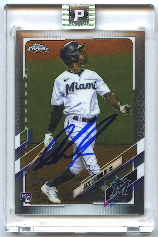 Jazz Chisholm Jr. Signed 2021 Topps Chrome #144 RC (PA Encapsulated) Hand-Signed Rookie Card