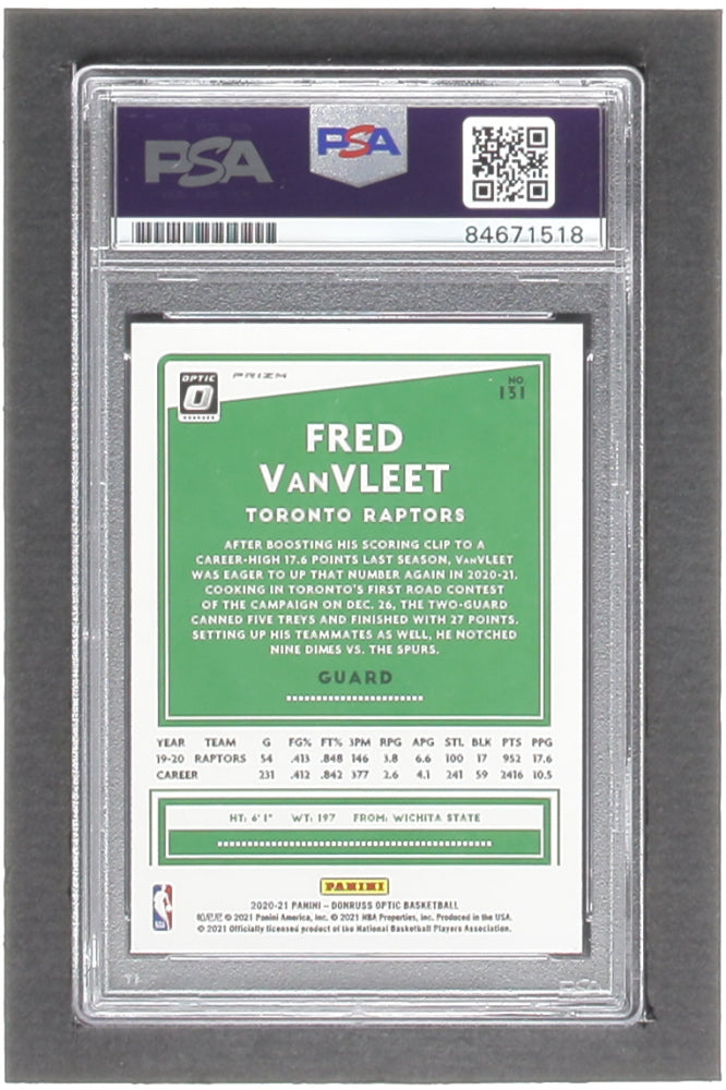 Fred VanVleet Signed 2020-21 Donruss Optic Holo #131 (PSA)