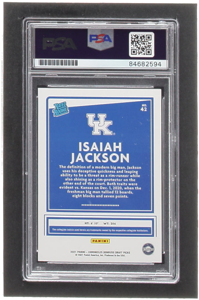 Isaiah Jackson Signed 2021-22 Panini Chronicles Draft Picks #42 / Donruss RC (PSA) Rookie Card