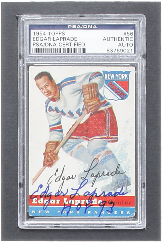 Edgar Laprade Signed 1954-55 Topps #56 Inscribed "HOF 93" (PSA)