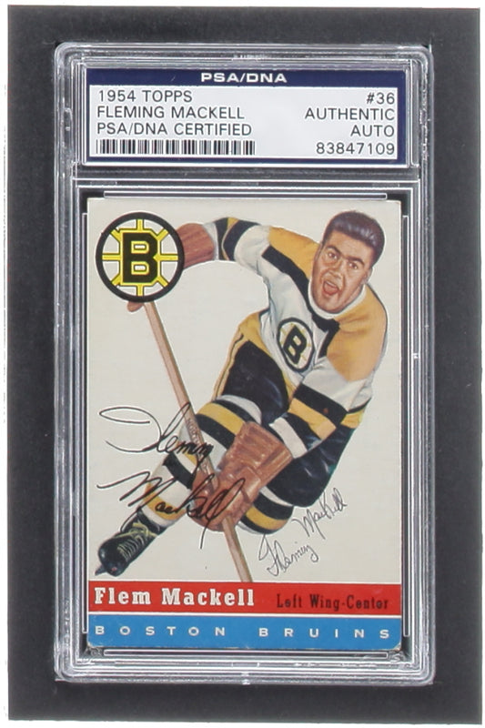 Fleming Mackell Signed 1954-55 Topps #36 (PSA)